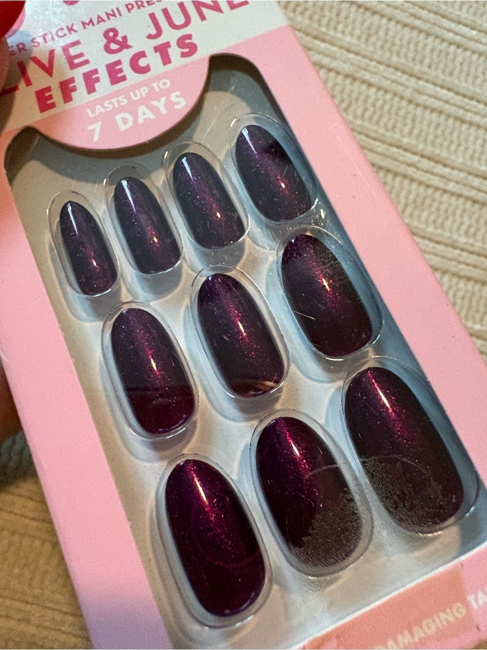 Olive  & June Deep Purple Press On Nails Shimmer Finish Plaza Shimmer
